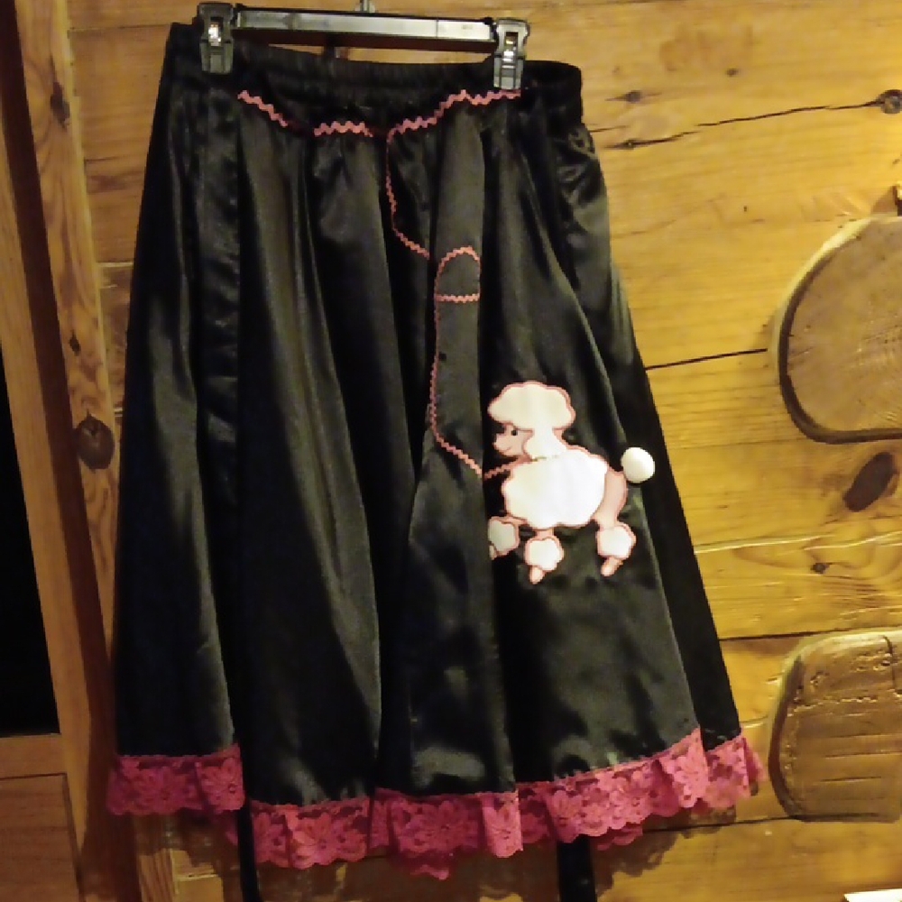 50s Chic Black, Embellished Poodle Skirt
